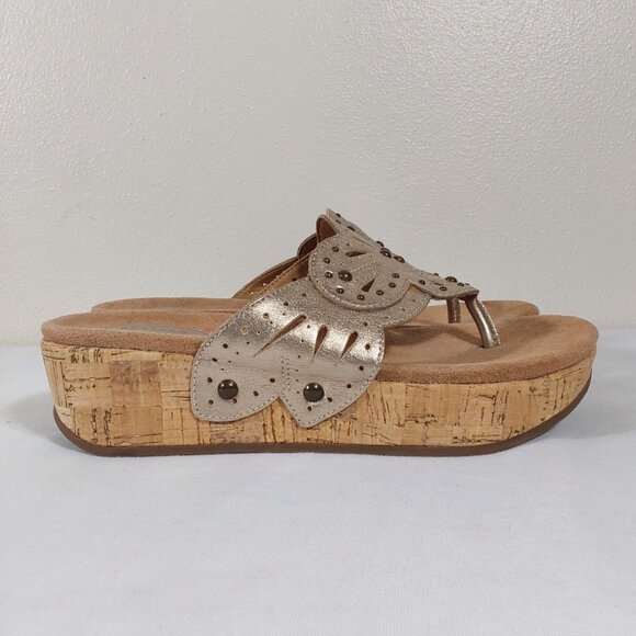 Clarks Artisan Palima Palm Golden Leather Thong Sandal - 8 - Good Condition - Picture 5 of 11